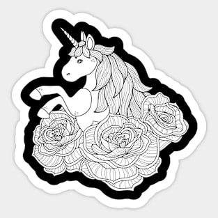 Vintage Unicorn Flower Sketch Sticker